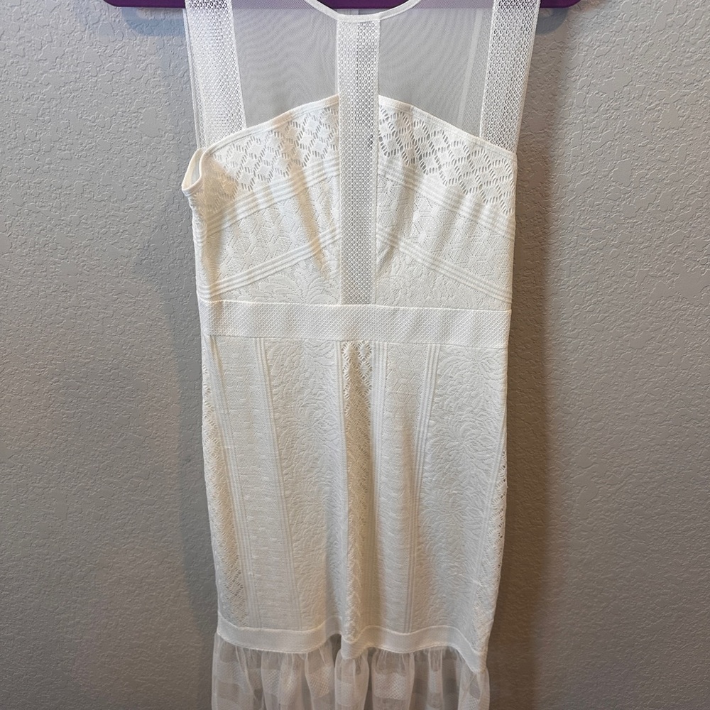 BCBG White Floral Lace Dress
